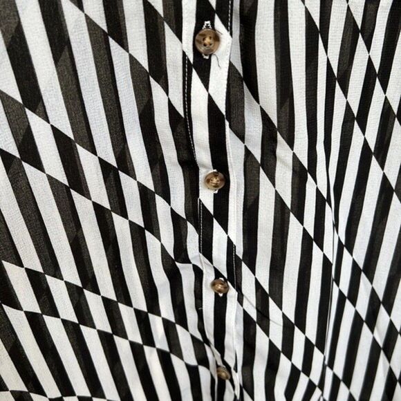 SALE 2/$25 Volcom Size Medium Black White Sheer Blouse Striped Button Down Top - Picture 4 of 5